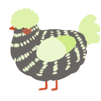 (unnamed), a grey and apple chicken with a bar pattern