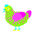 Uranium, a grass and orchid chicken with a speckle pattern