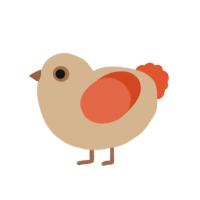Carrot Sticks, a beige and vermilion chicken