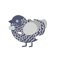Apparition, a navy and ash chicken with a lace pattern