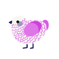 Pinky, a white and orchid chicken with a lace pattern