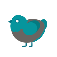 Electric angel, a grey and teal chicken with a head pattern
