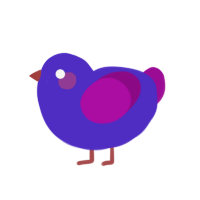 Queen Bouncelia, a indigo and plum chicken