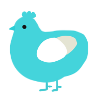 A aqua and white chicken