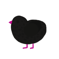 Almost a void, a sable and black chicken with a speckle pattern