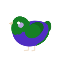 luigi, a indigo and leaf chicken with a head pattern