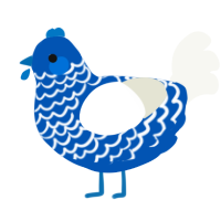 (unnamed), a ultramarine and white chicken with a lace pattern