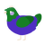 luigi, a indigo and leaf chicken with a head pattern