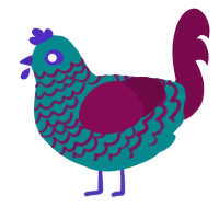 Bevvy, a teal and wine chicken with a lace pattern