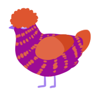 Pat, a plum and vermilion chicken with a bar pattern