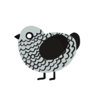 Lupophobia, a silver and sable chicken with a lace pattern