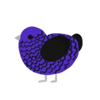 Osmophobia, a indigo and black chicken with a lace pattern