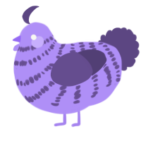 Microwave, a lilac and overcast chicken with a bar pattern