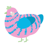 (unnamed), a pink and cerulean chicken with a bar pattern