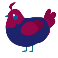 A navy and maroon chicken with a head pattern