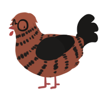 Cedar, a russet and sable chicken with a bar pattern