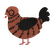 Cedar, a russet and sable chicken with a bar pattern