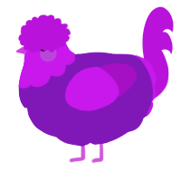 Gloom, a violet and amethyst chicken with a head pattern