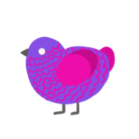 (unnamed), a blurple and fuchsia chicken with a lace pattern