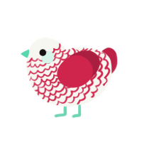 Dragonbreath, a white and crimson chicken with a lace pattern