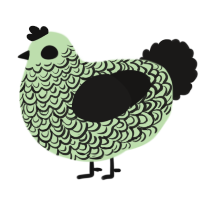 Spectre, a gluppy and sable chicken with a double-lace pattern
