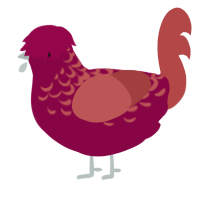 Toaster Strudel, a maroon and red chicken with a half-lace pattern