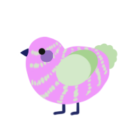 Lavender, a lavender and gluppy chicken with a bar pattern