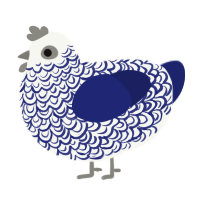 A white and navy chicken with a double-lace pattern