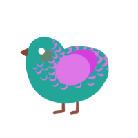 Cotton Candy, a turquoise and orchid chicken with a half-lace pattern