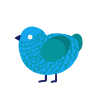 Waves, a sky and teal chicken with a lace pattern