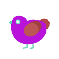 Pinkie, a amethyst and red chicken