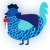 Vox, a ultramarine and aqua chicken with a lace pattern