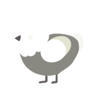 Pidegon, a ash and white chicken with a head pattern