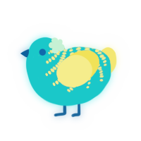 (unnamed), a cerulean and yellow chicken with a half-bar pattern