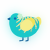 一日三秋, a cerulean and yellow chicken with a half-bar pattern