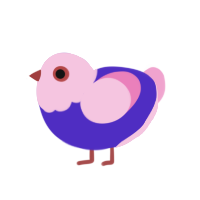 (unnamed), a indigo and pink chicken with a head pattern