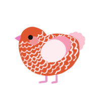 Soup, a vermilion and rose chicken with a lace pattern