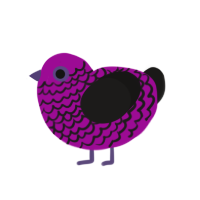 Dev, a plum and sable chicken with a lace pattern