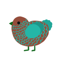 (unnamed), a russet and turquoise chicken with a lace pattern
