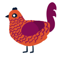 Etna, a vermilion and wine chicken with a lace pattern