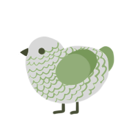 Moss and snow, a white and grass chicken with a lace pattern