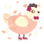 Faith, a pink and rose chicken with a head pattern