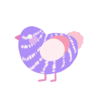 Gery, a lilac and rose chicken with a bar pattern