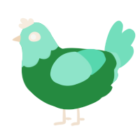 greenbirb, a viridian and mint chicken with a head pattern