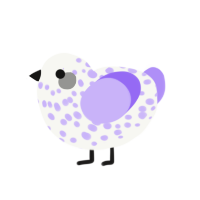 Mensa, a white and lilac chicken with a speckle pattern