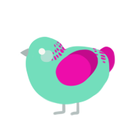 Cezary, a mint and fuchsia chicken with a neck-band pattern