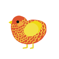 I GOT ITTT, a vermilion and yellow chicken with a lace pattern