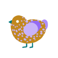 carpet dust, a ochre and lilac chicken with a speckle pattern