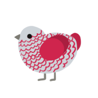 peparmint, a mist and crimson chicken with a lace pattern