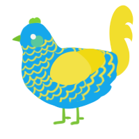 (unnamed), a sky and yellow chicken with a lace pattern